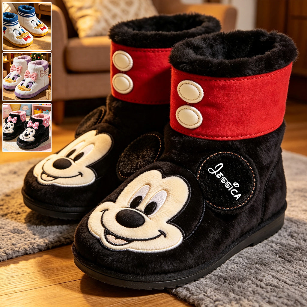 Big Ears Mouse Head - Personalized Mouse Faux Fur Boot Slippers