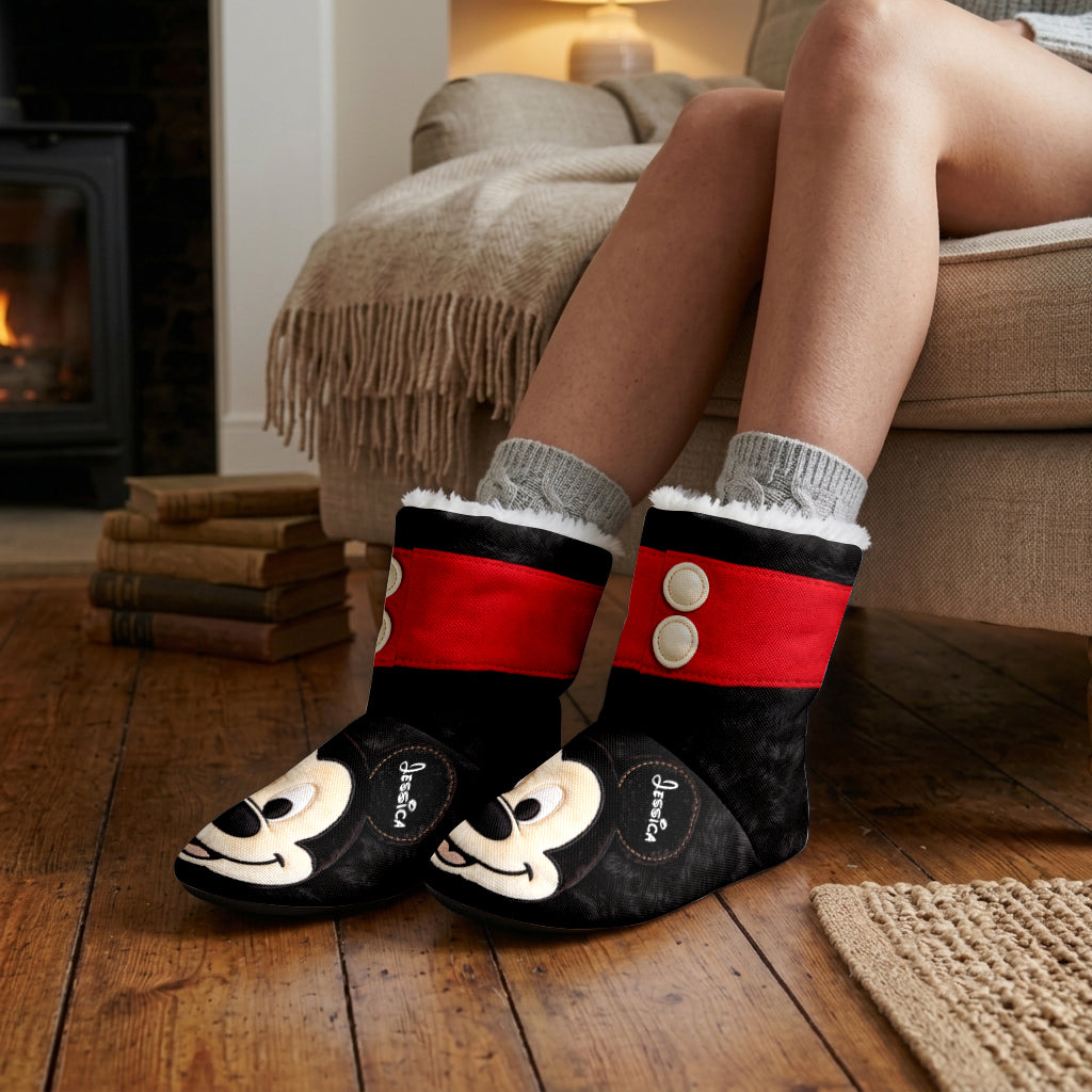 Big Ears Mouse Head - Personalized Mouse Faux Fur Boot Slippers