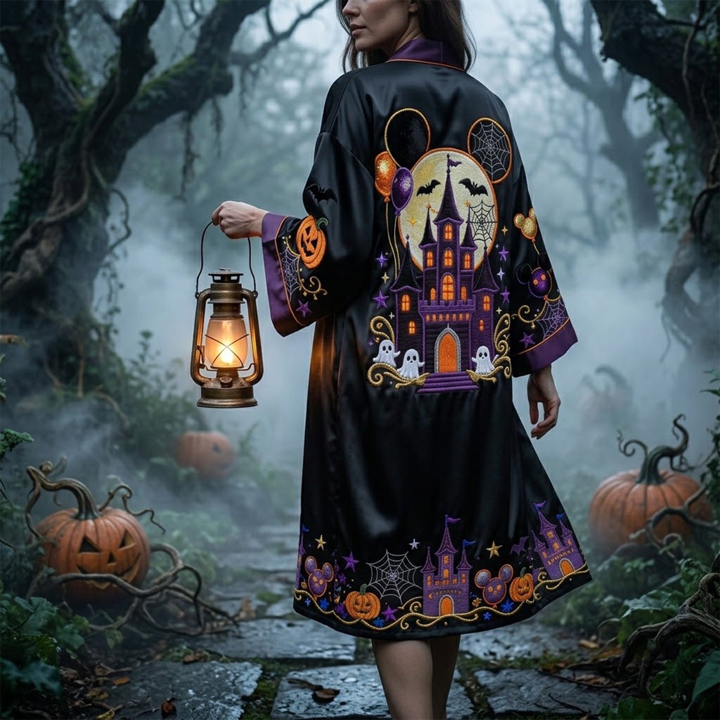 Halloween Magical Castle - Personalized Dream Trip Satin Robe
