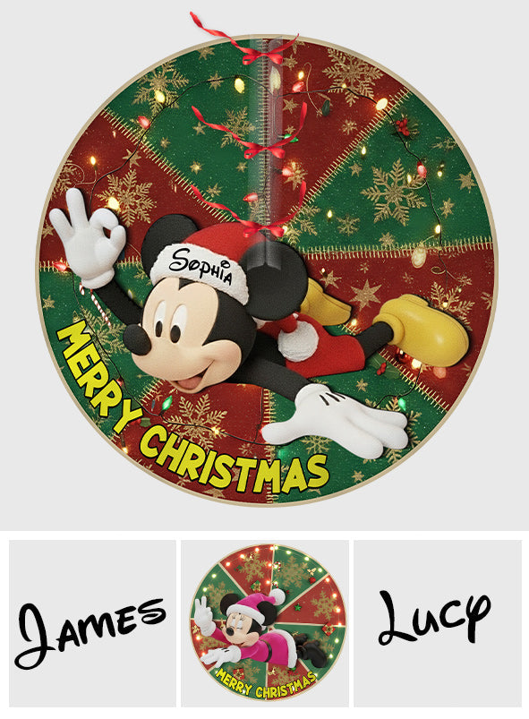 Merry Christmas - Personalized Mouse Shaped Tree Skirt