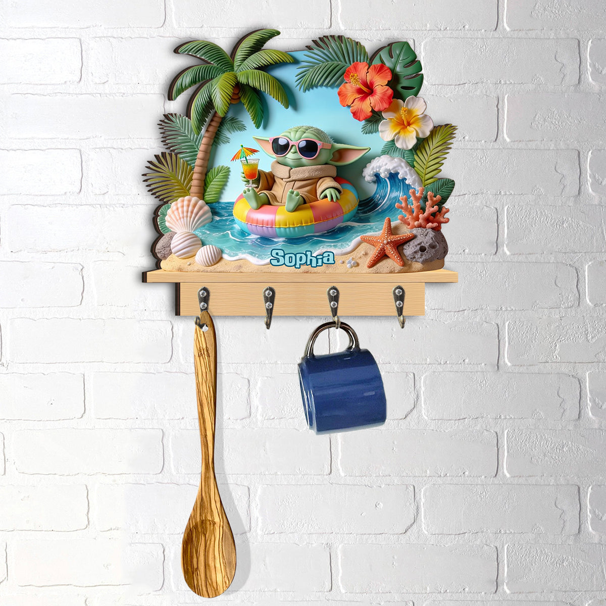 Salty Lil' Beach - Personalized The Force Custom Shaped Hanging Rack