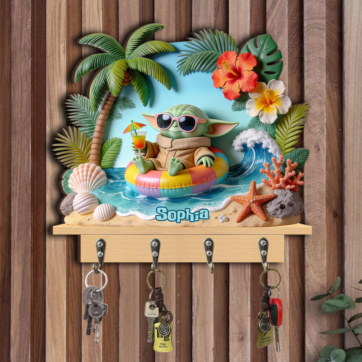 Salty Lil' Beach - Personalized The Force Custom Shaped Hanging Rack