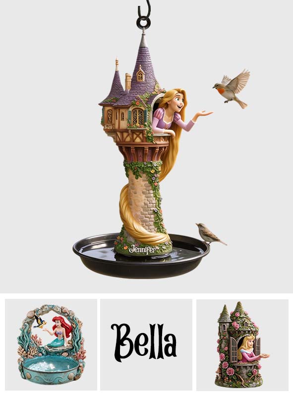 Magic Princess Castle - Personalized Beautiful Princess Bird Feeder/ Bath