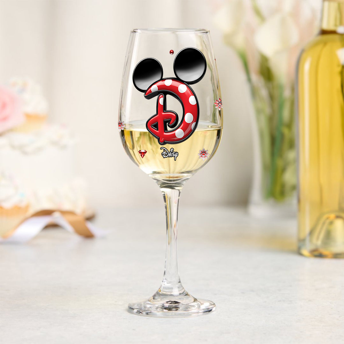 Merry Christmas - Personalized Mouse Wine Glass With Long Stem
