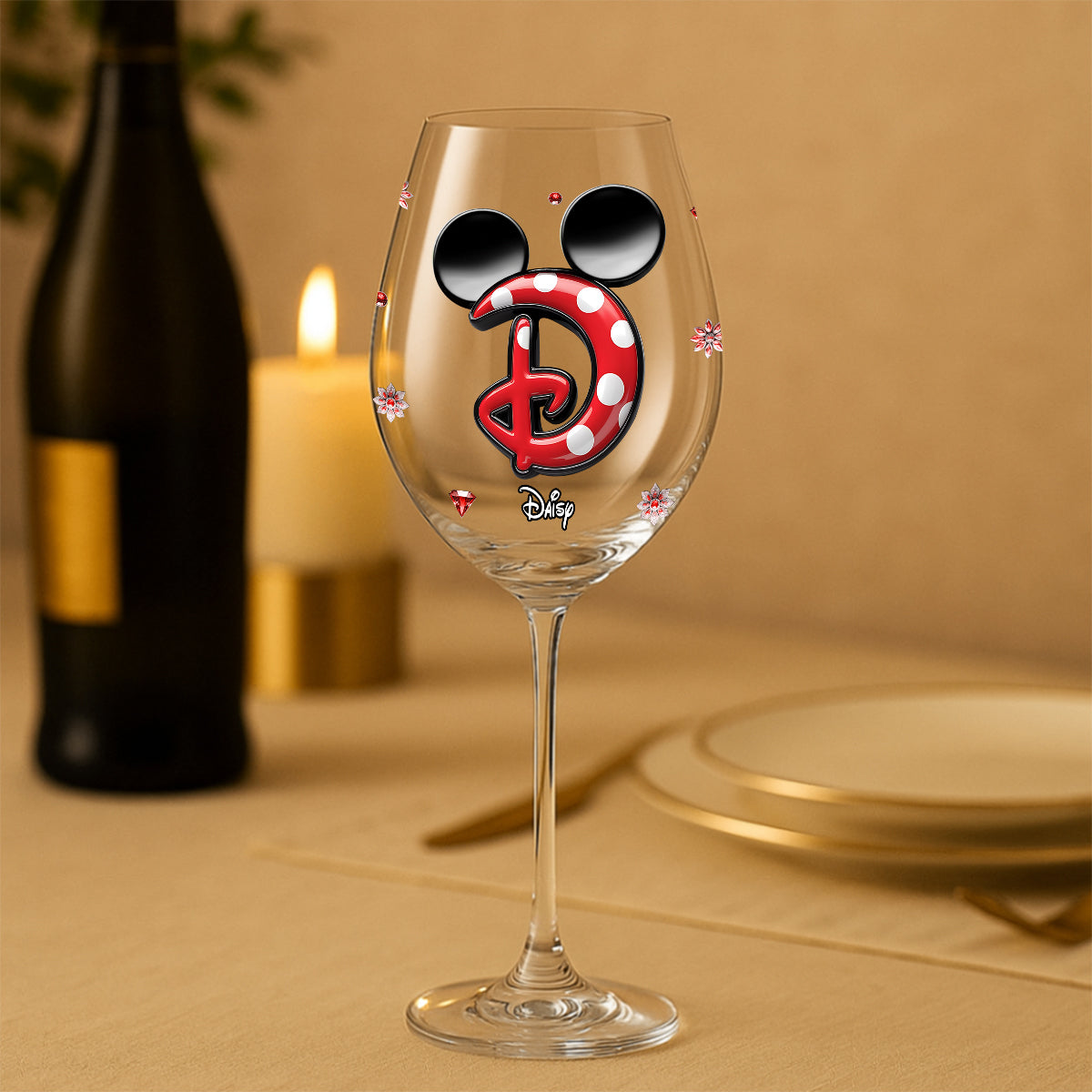 Merry Christmas - Personalized Mouse Wine Glass With Long Stem