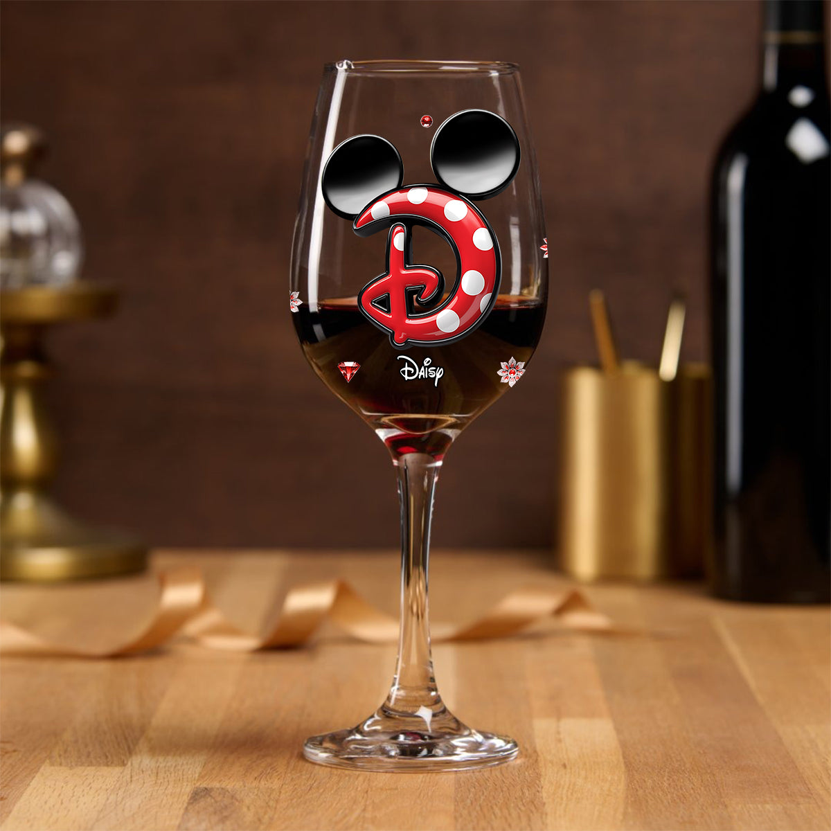 Merry Christmas - Personalized Mouse Wine Glass With Long Stem