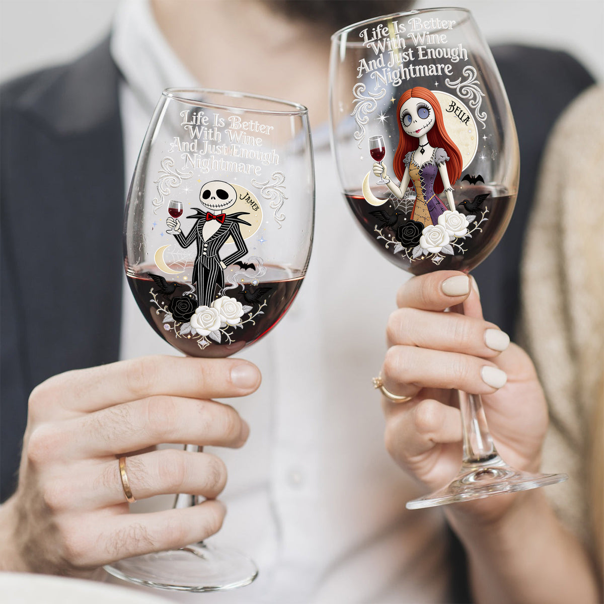 Life Is Better With Wine - Personalized Nightmare Wine Glass With Long Stem