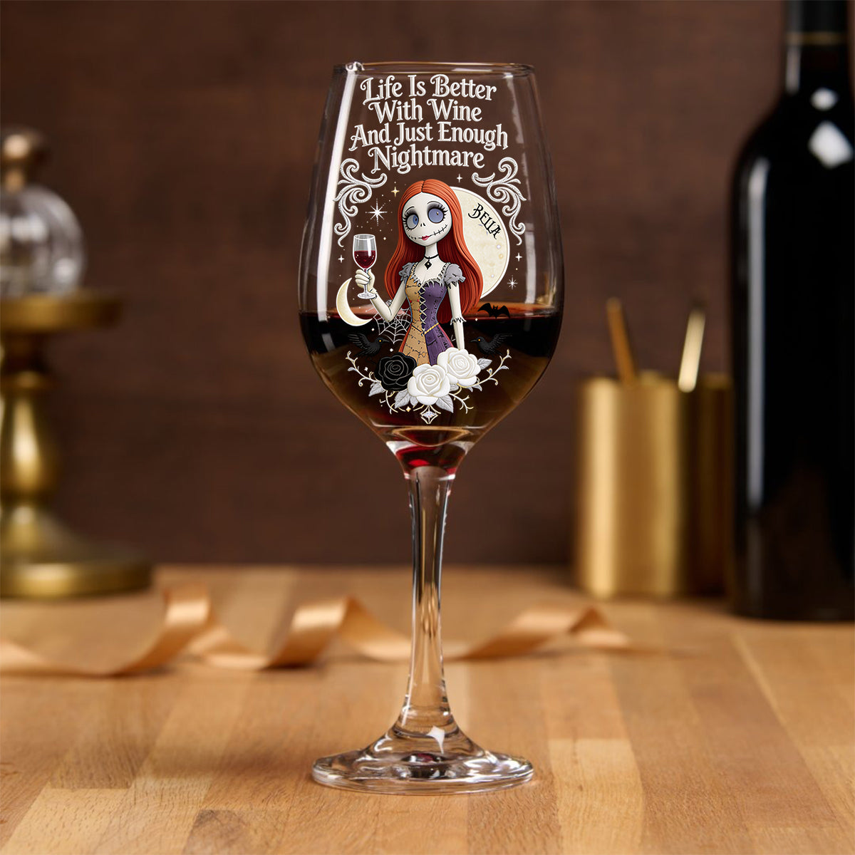 Life Is Better With Wine - Personalized Nightmare Wine Glass With Long Stem