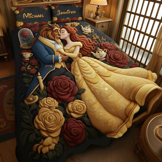 Princess And The Beast - Personalized Beauty And The Beast Quilt Set
