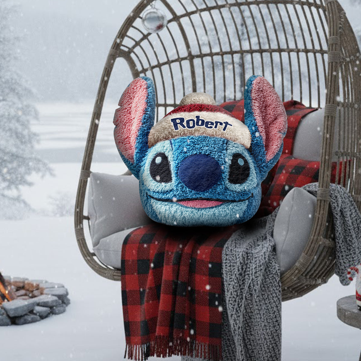 Ohana Christmas - Personalized Ohana Faux Fur Shaped Pillow