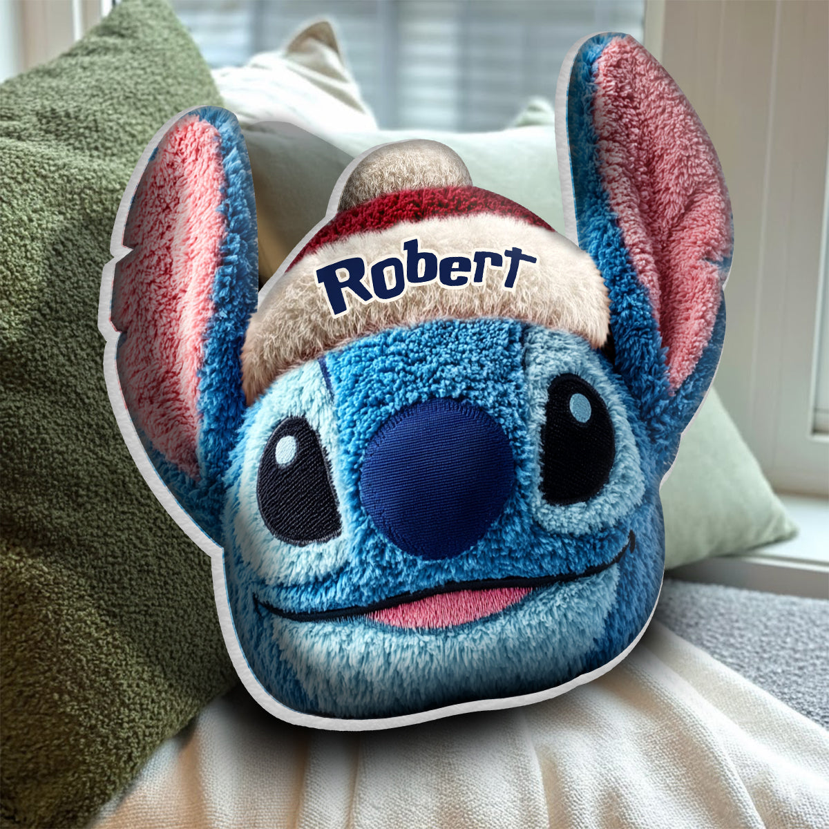 Ohana Christmas - Personalized Ohana Faux Fur Shaped Pillow