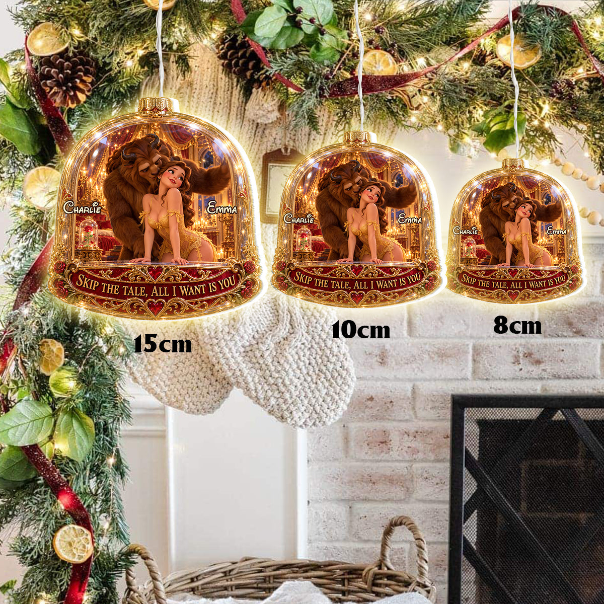 All I Want Is You - Personalized Beauty And The Beast LED Light Ornament