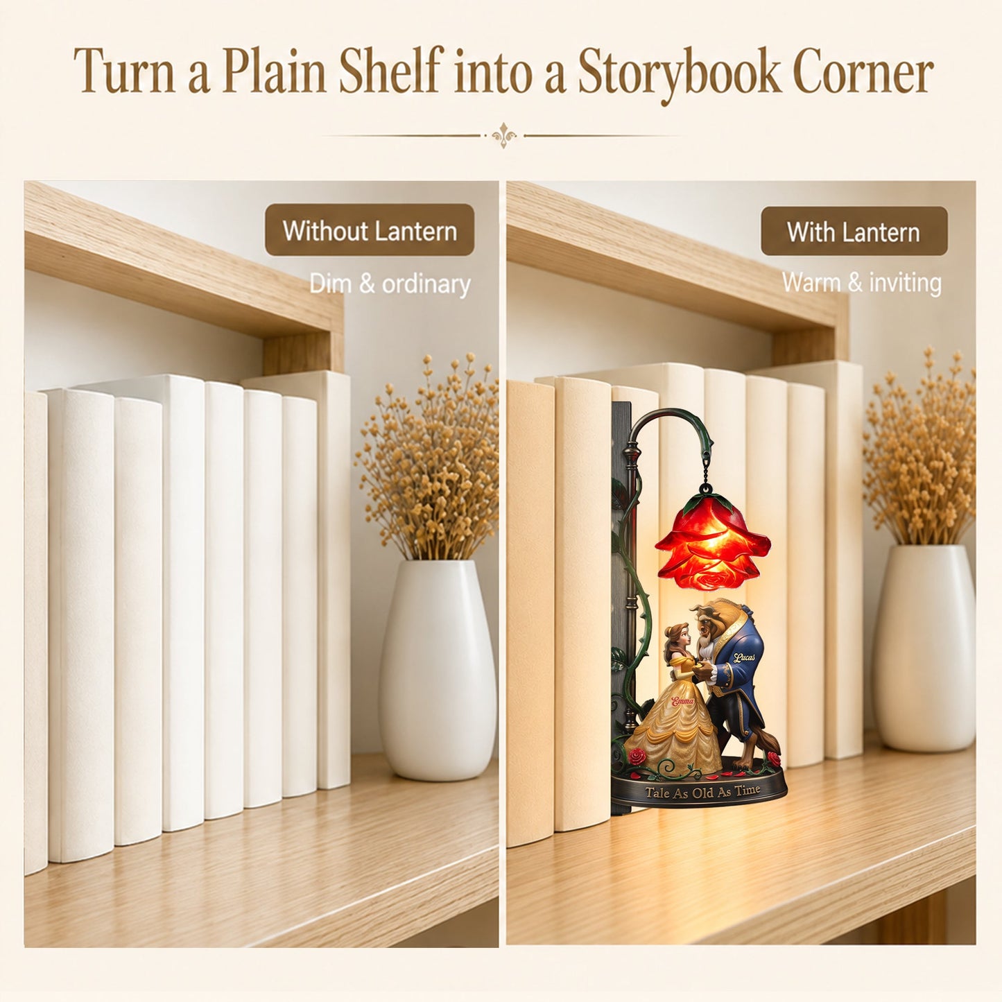 Tale As Old As Time - Personalized Beauty And The Beast Bookshelf Lamp