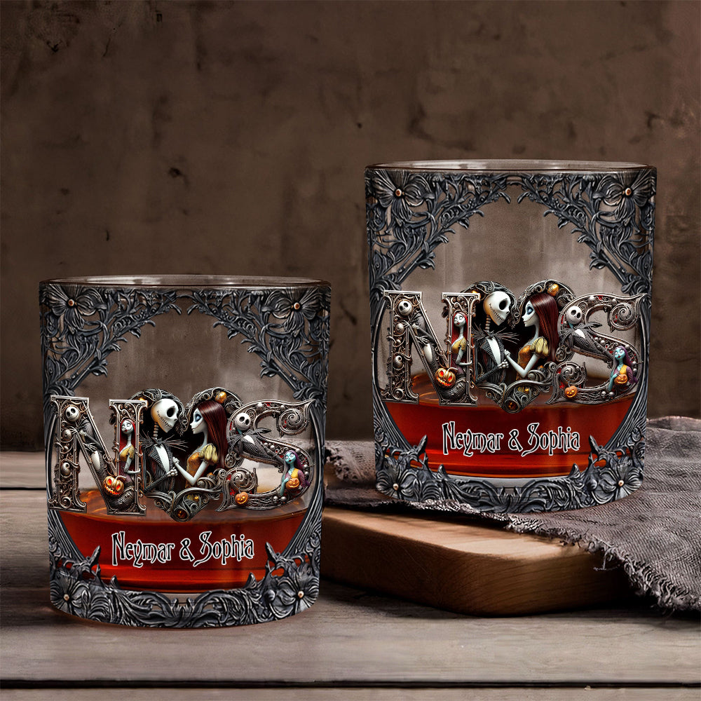 Nightmare Couple Name Initial Letter - Personalized Nightmare Whiskey Glass