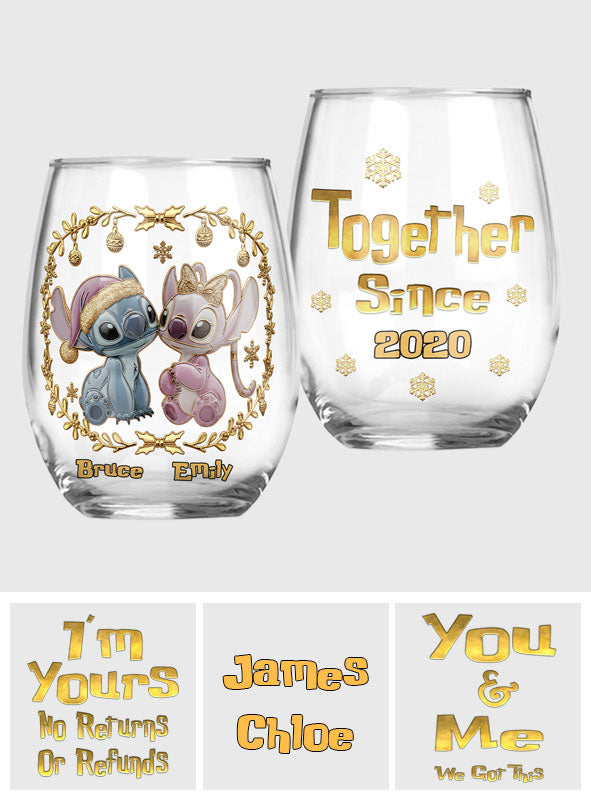 I Love You - Personalized Ohana All Over Wine Glass