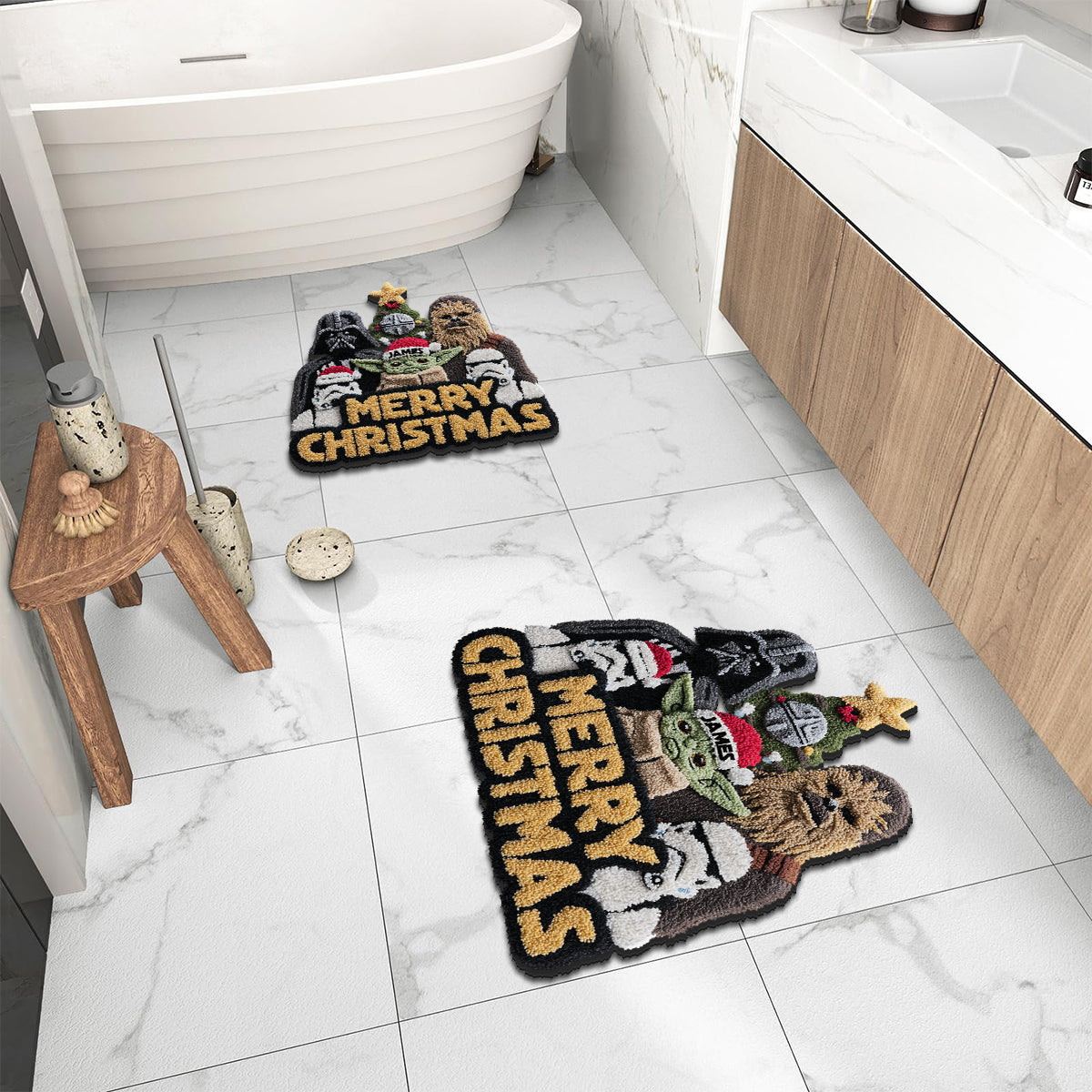 Merry Christmas - Personalized The Force Non-Slip Tufted Rug