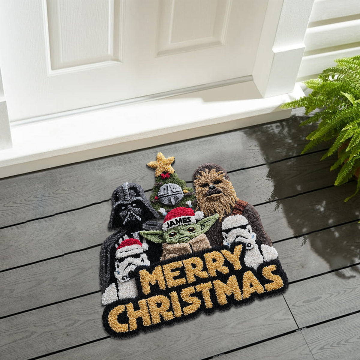 Merry Christmas - Personalized The Force Non-Slip Tufted Rug
