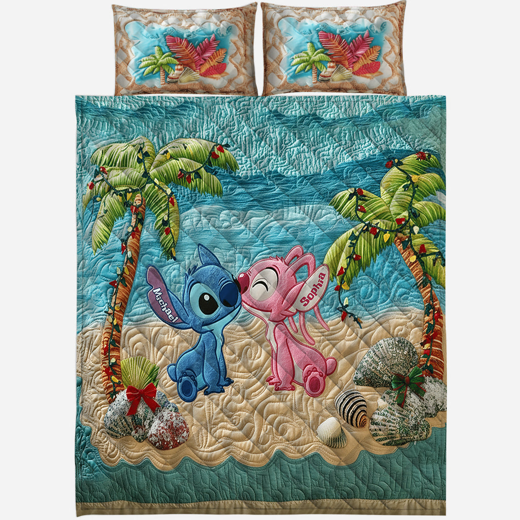 Tropical Christmas Beach - Personalized Ohana Quilt Set