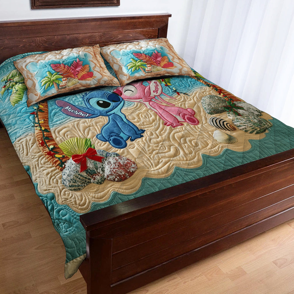 Tropical Christmas Beach - Personalized Ohana Quilt Set