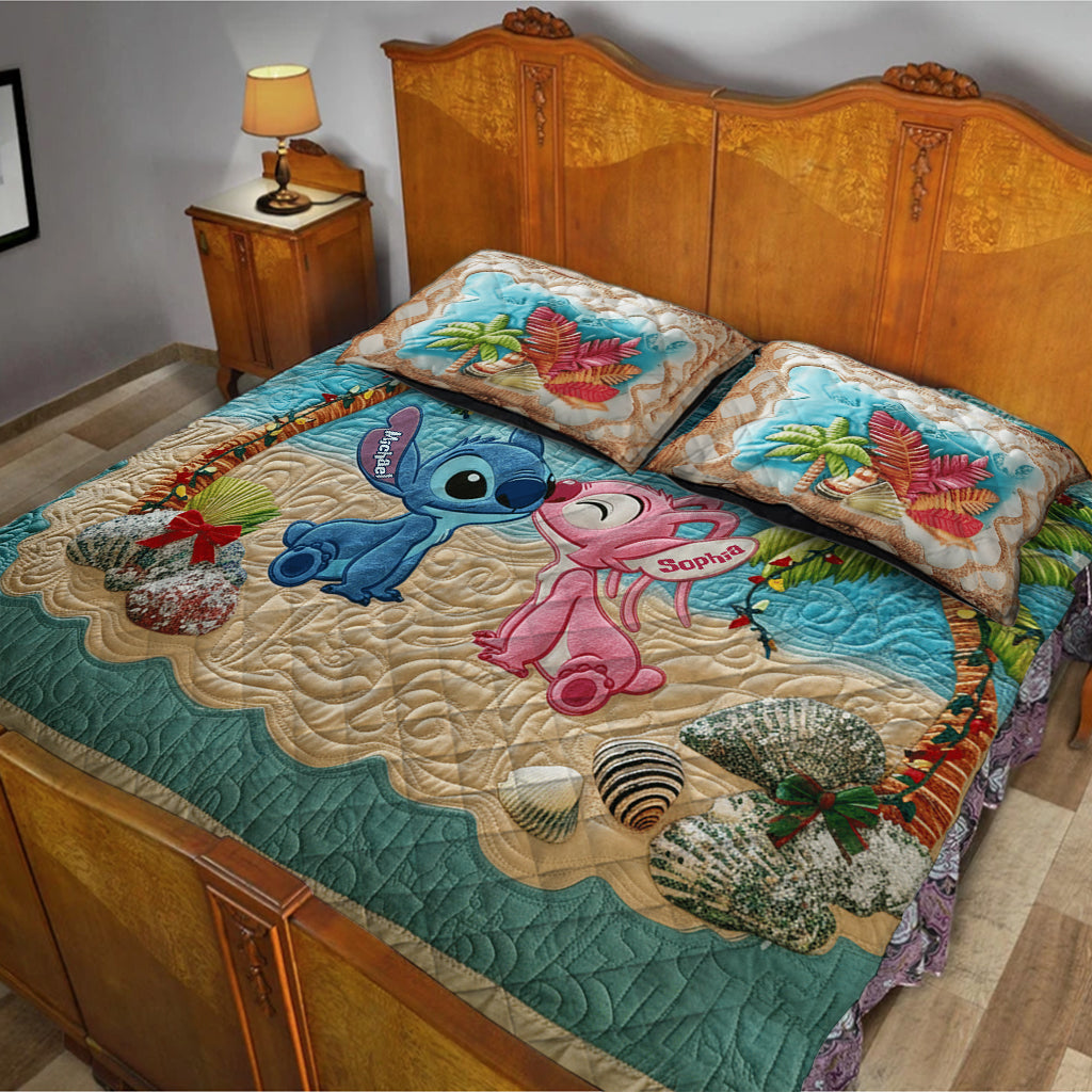 Tropical Christmas Beach - Personalized Ohana Quilt Set
