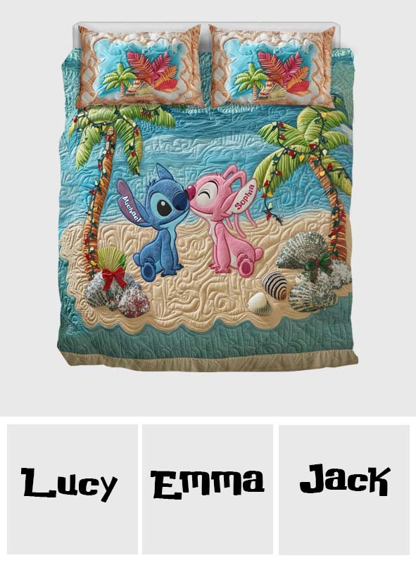 Tropical Christmas Beach - Personalized Ohana Quilt Set