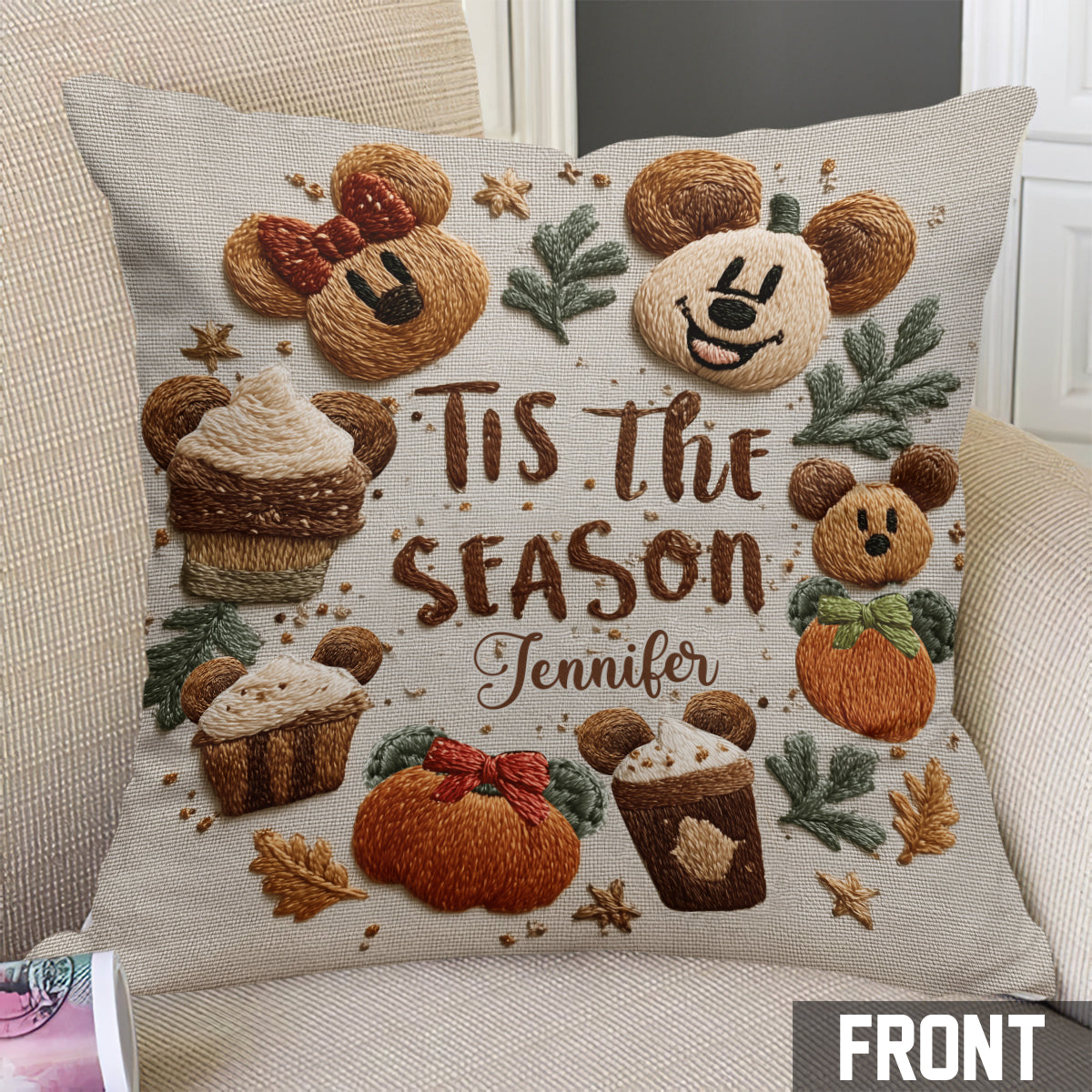 Tis The Season - Personalized Mouse Throw Pillow