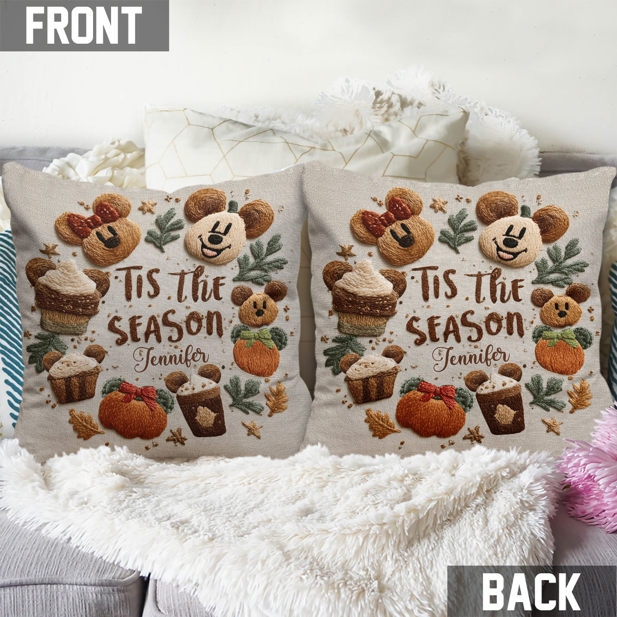 Tis The Season - Personalized Mouse Throw Pillow