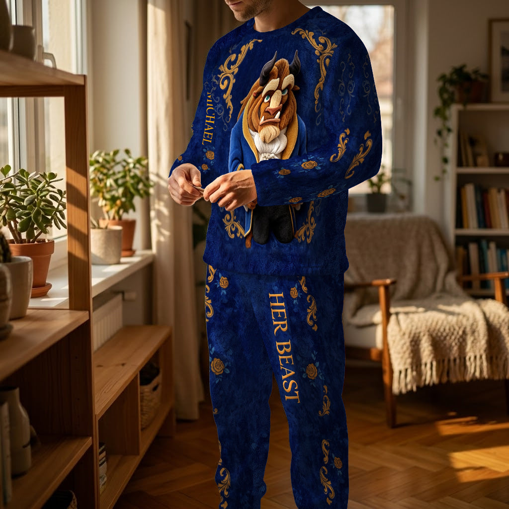 Her Beast And His Beauty - Personalized Beauty And The Beast Fleece Lounge Set
