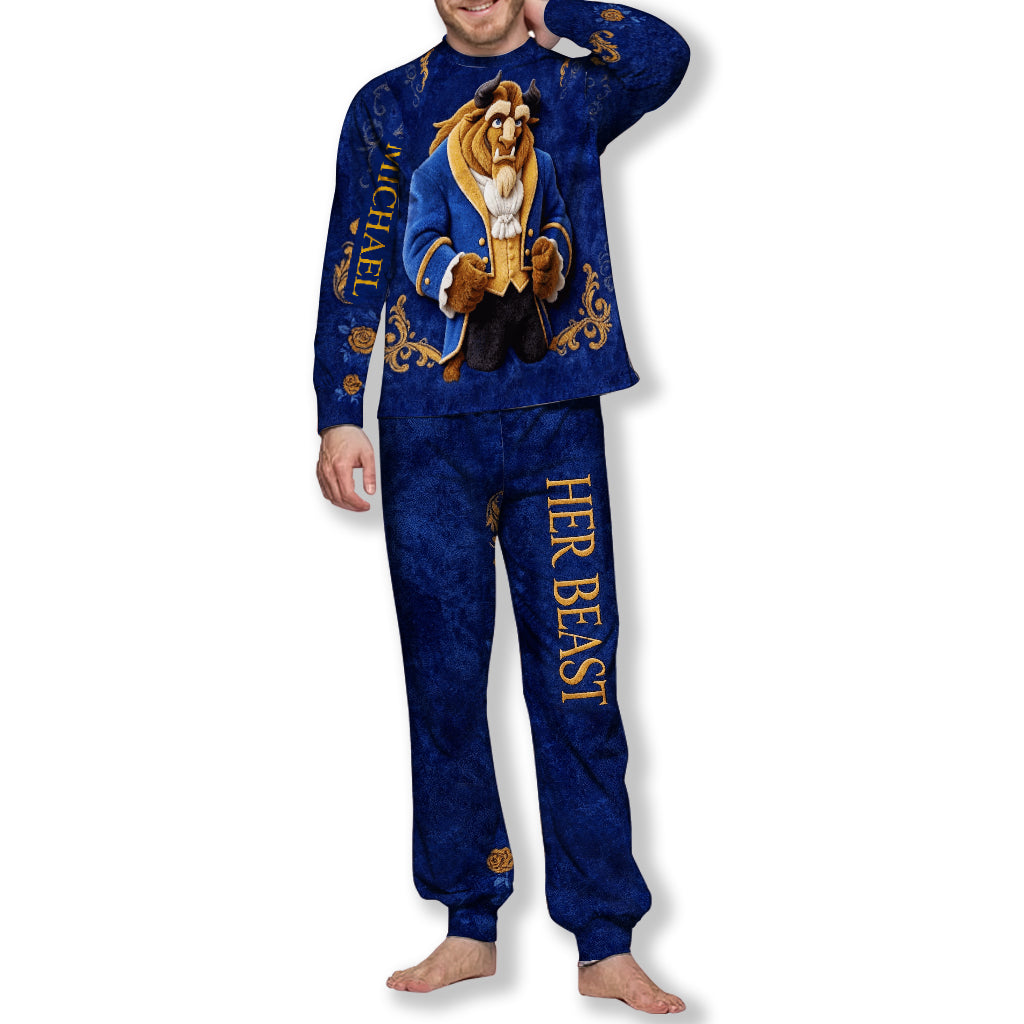 Her Beast And His Beauty - Personalized Beauty And The Beast Fleece Lounge Set