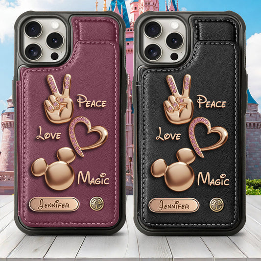 Peace Love Magic - Personalized Mouse Wallet Phone Case
