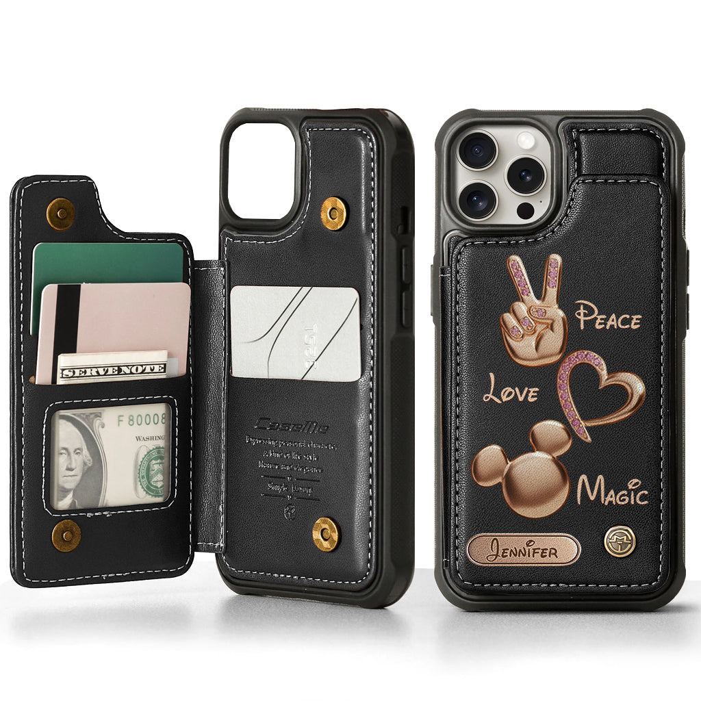 Peace Love Magic - Personalized Mouse Wallet Phone Case
