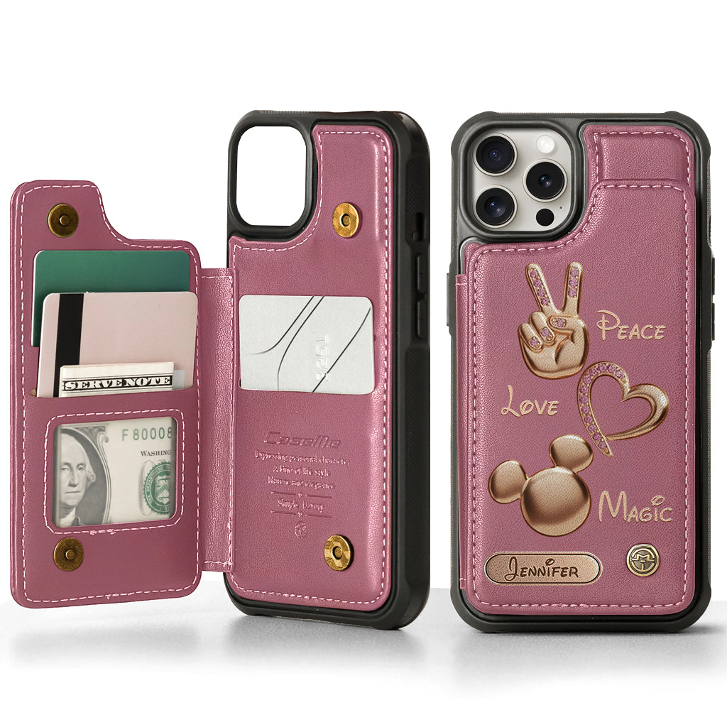 Peace Love Magic - Personalized Mouse Wallet Phone Case