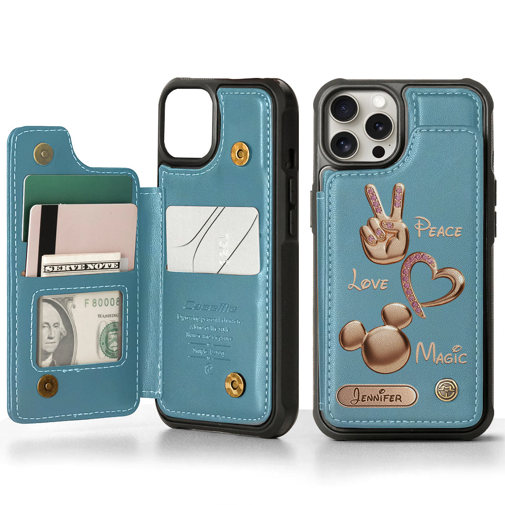 Peace Love Magic - Personalized Mouse Wallet Phone Case