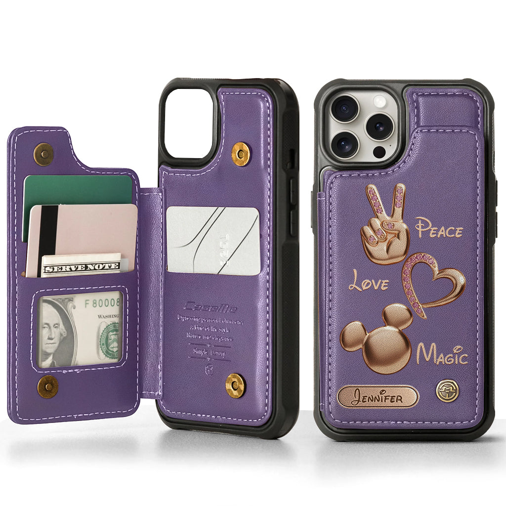 Peace Love Magic - Personalized Mouse Wallet Phone Case
