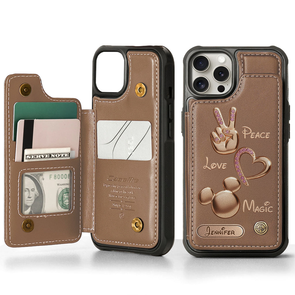 Peace Love Magic - Personalized Mouse Wallet Phone Case