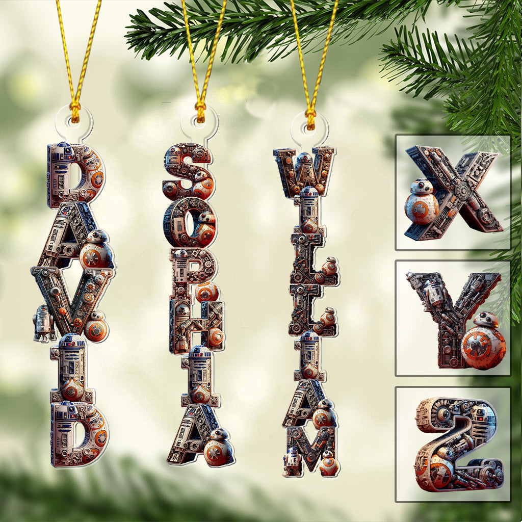 Alphabet Letters - Personalized The Force Transparent Ornament