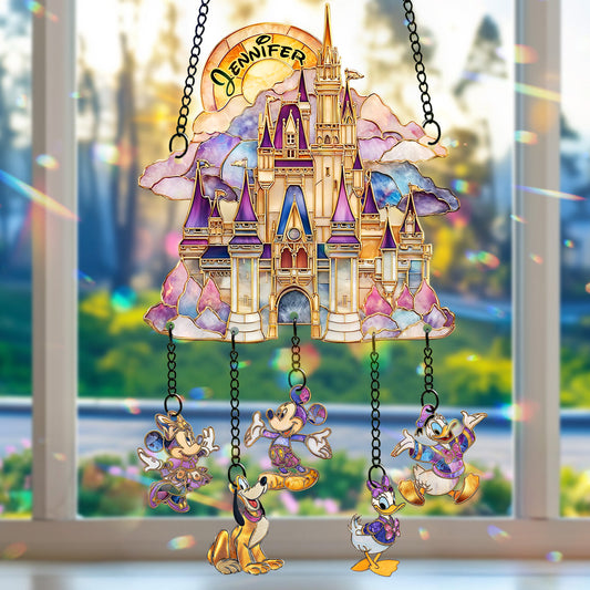 Magical Castle - Personalized Mouse Window Hanging Suncatcher With Charms