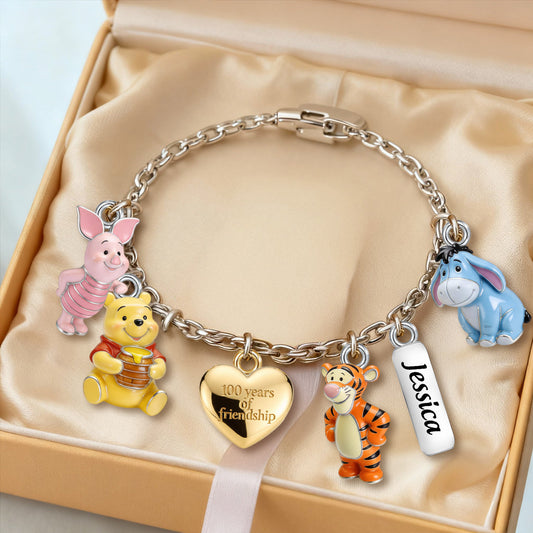 100 Years Of Friendship - Personalized Yellow Bear Bracelet With Charms