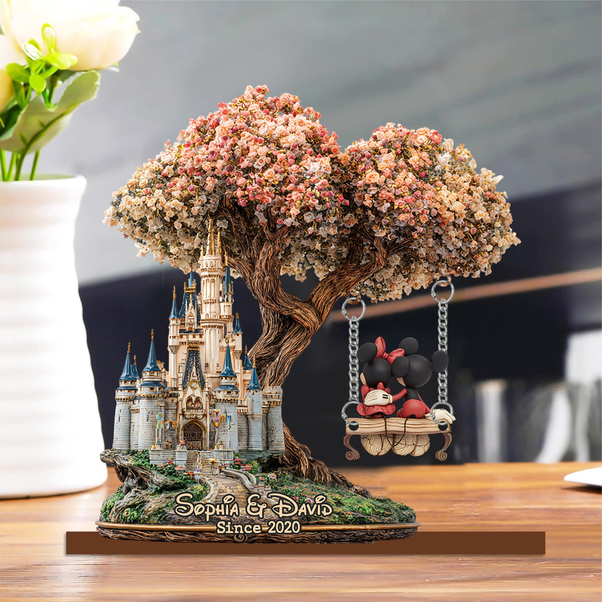 Magical Love Castle - Personalized Mouse Plaque With Charm