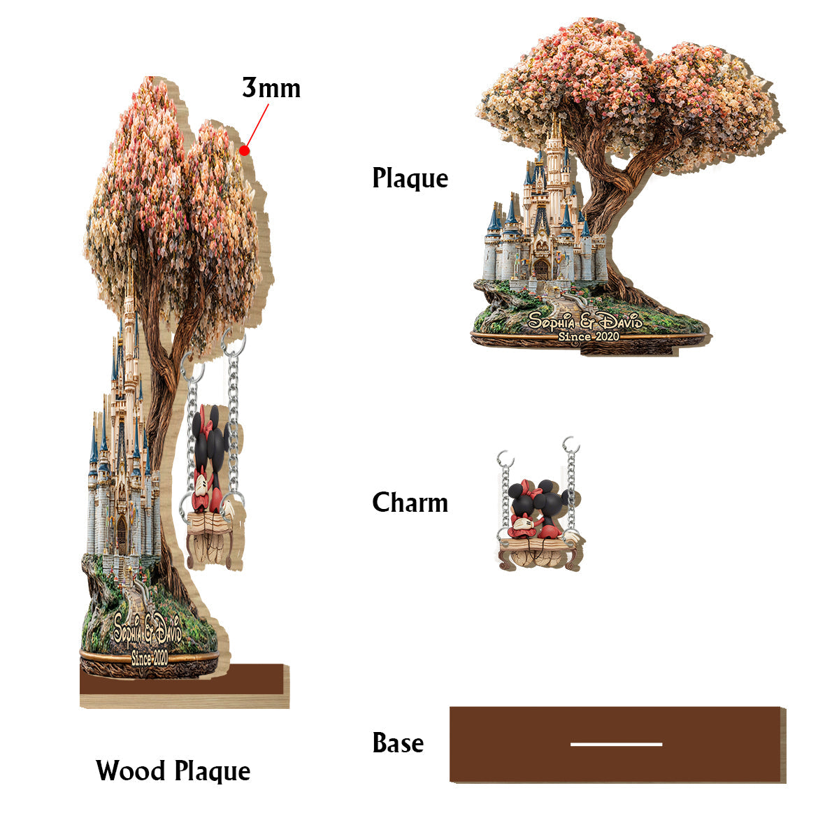 Magical Love Castle - Personalized Mouse Plaque With Charm