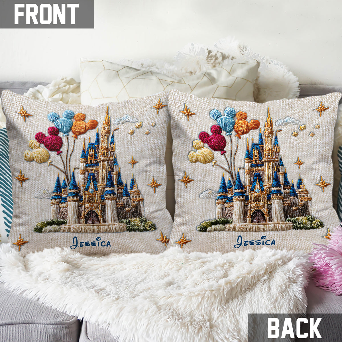 Magical Castle - Personalized Mouse Throw Pillow
