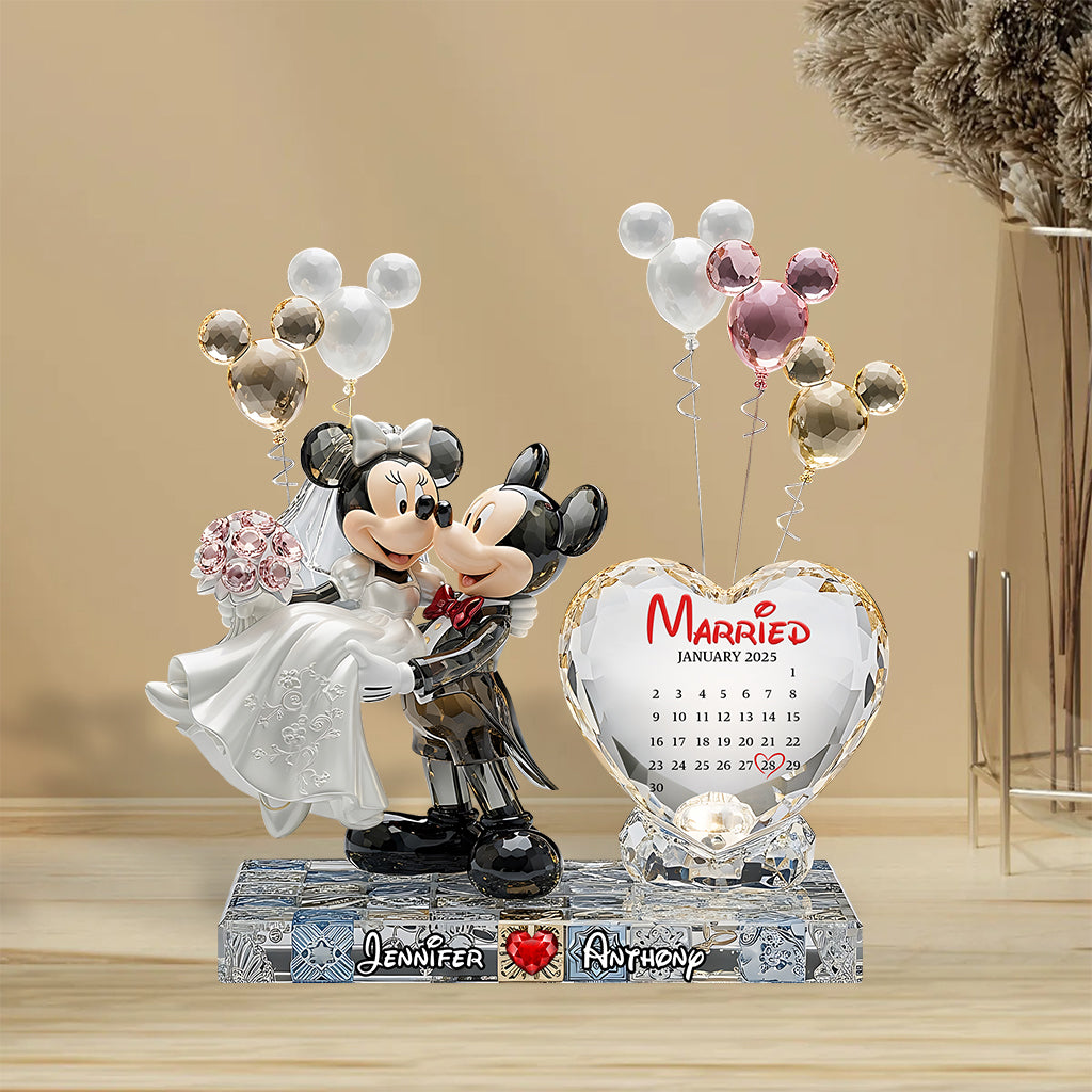 Happy Anniversary Mouse Couple - Personalized Mouse Custom Shaped Acrylic Plaque