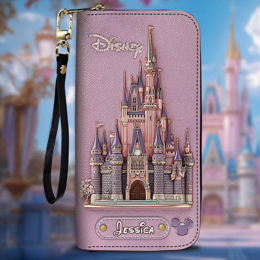 Magical Day Custom Name - Personalized Mouse Leather Long Wallet