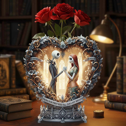 From Our First Kiss Till Our Last Breath - Personalized Nightmare Custom Shape Acrylic Flower Vase