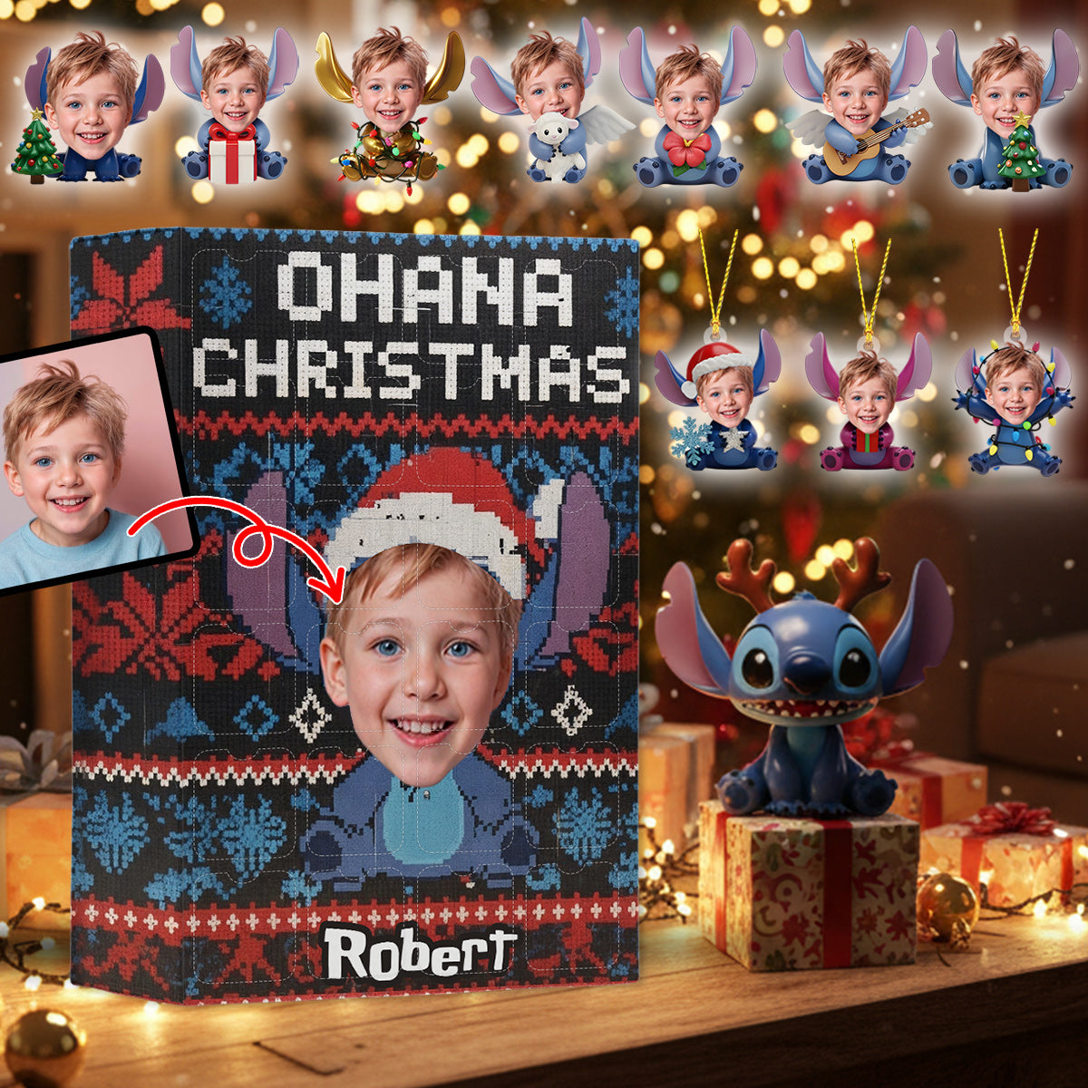 Ohana Means Family - Personalized Ohana Advent Calendar With Ornaments