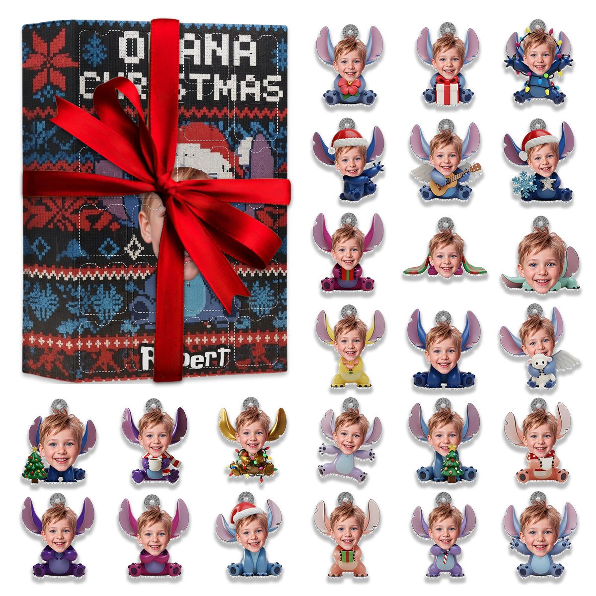 Ohana Means Family - Personalized Ohana Advent Calendar With Ornaments