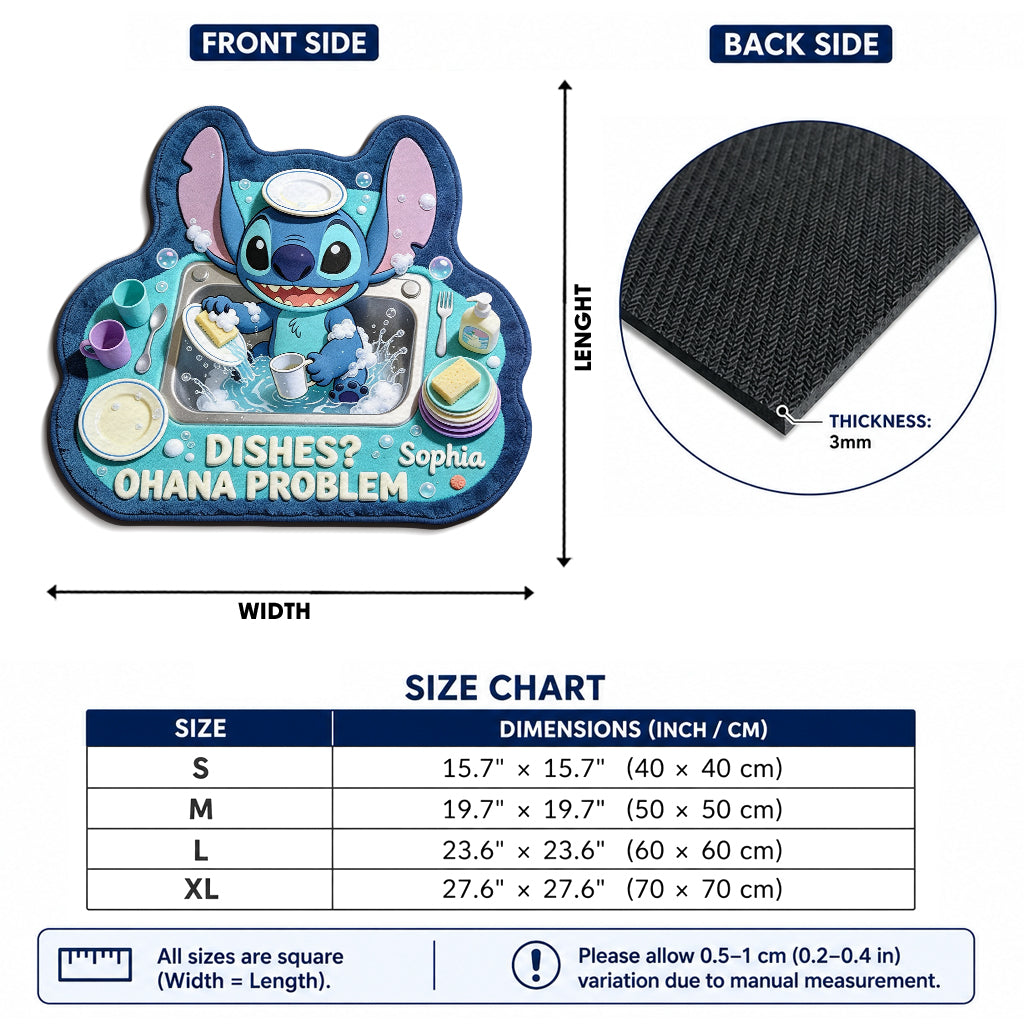 Dishes Ohana Problem - Personalized Ohana Drying Mat