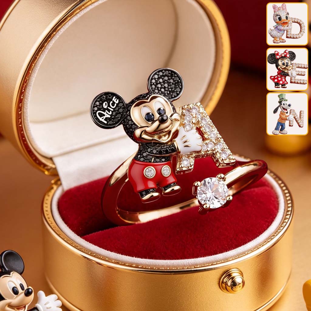 Fantasy Character Holding Love Letter - Personalized Mouse Adjustable Shaped Ring