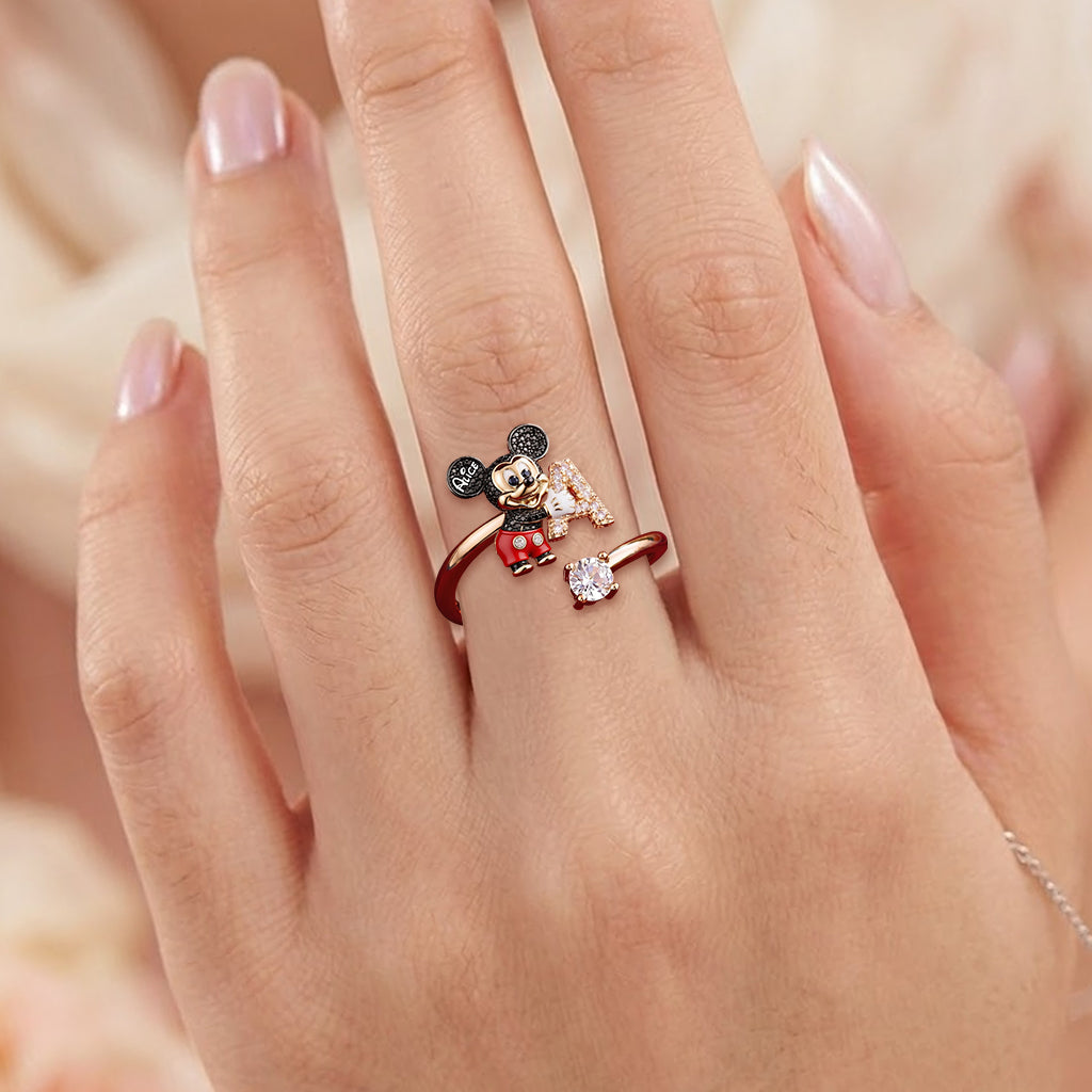 Fantasy Character Holding Love Letter - Personalized Mouse Adjustable Shaped Ring