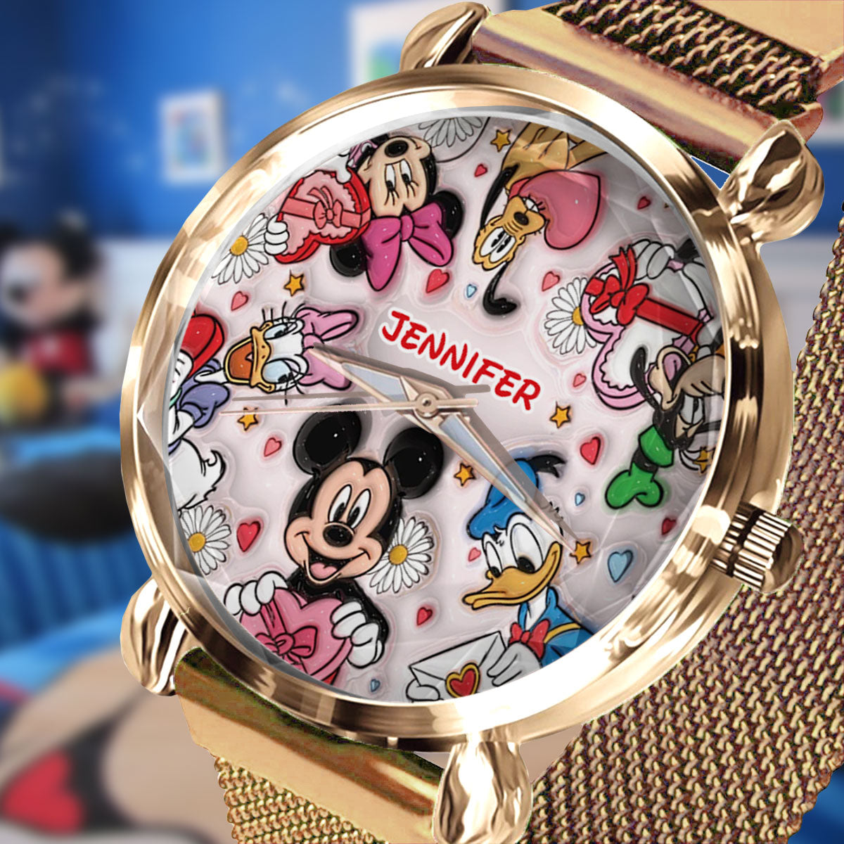 Fun-Loving Mouse, Duck, and Dog Character Design - Personalized Mouse Women Hand Watch